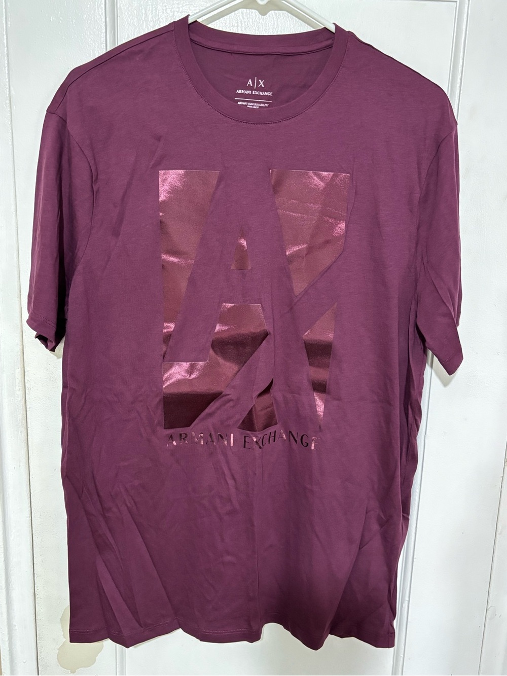 Armani Exchange Men's Maroon Logo T-Shirt Men’s.